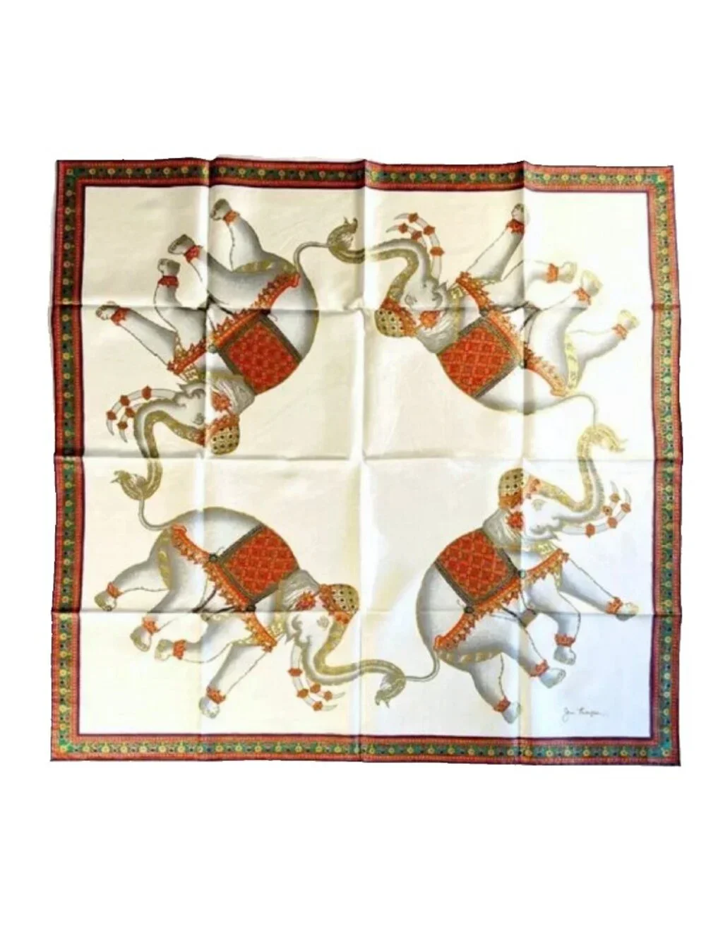 Jim Thompson Thai Silk Elephant Scarf NWT Thailand Heritage Print